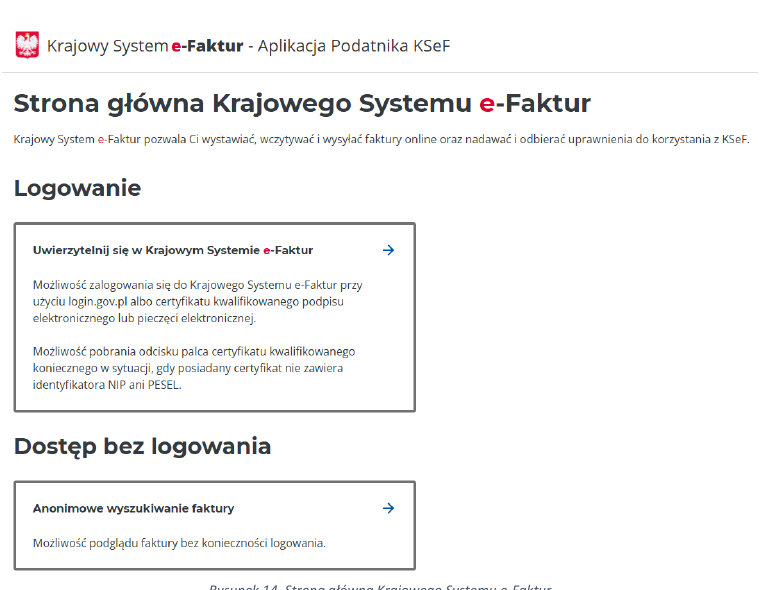 Oficjalny ekran Aplikacji Podatnika KSeF z kaflem uwierzytelniania